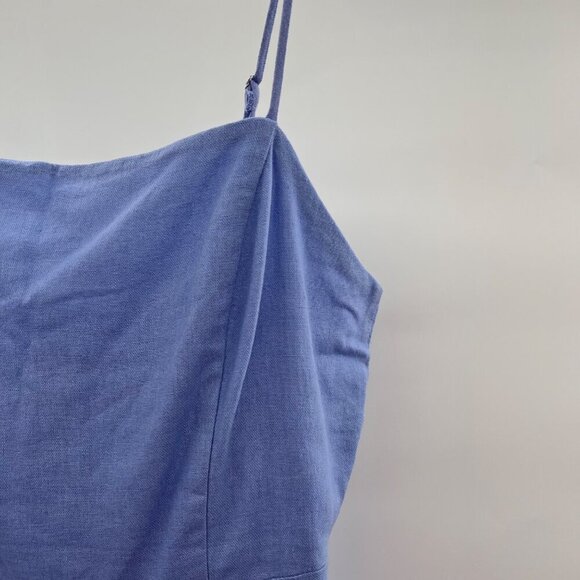 Lush Women's Square Neck Sheath Dress Blue Violet Size Medium Ruffle Hem - Picture 4 of 9